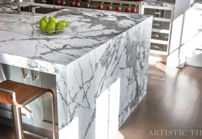 Invisible Grey Marble Kitchen by Artistic Tile