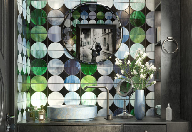 Artistic Tile Moon Mosaic Glass Tile