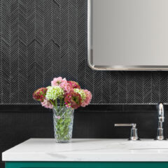 Artistic Tile Herringbone Nero Marble Mosaic