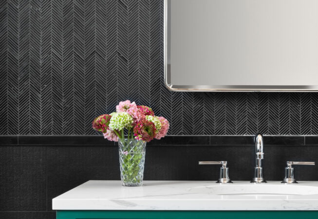 Artistic Tile Herringbone Nero Marble Mosaic