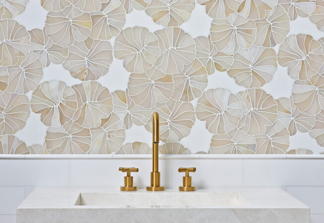 Artistic Tile Walden White Onyx and Thassos Marble Mosaic