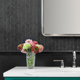 Artistic Tile Herringbone Nero Marble Mosaic